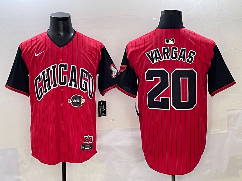 Men 2025 Chicago White Sox 20 Vargas Red Stripe Joint Name Nike MLB Jersey style 6